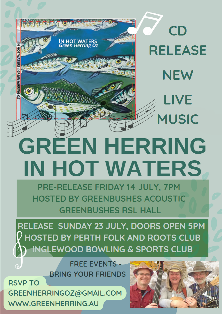 CD launch Poster Green Herring 'In Hot Waters'